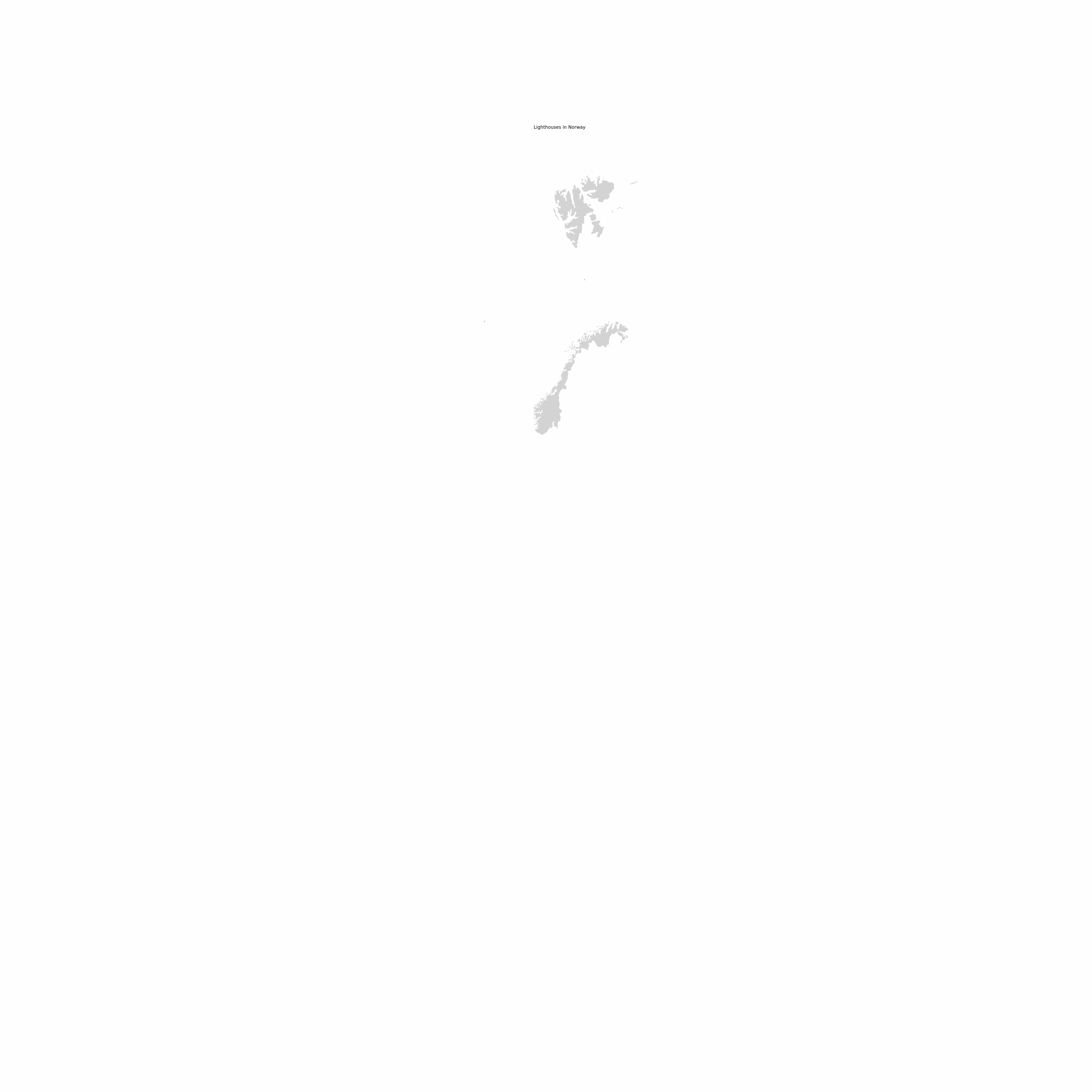 Animated map of Norway with lighthouses appearing over time